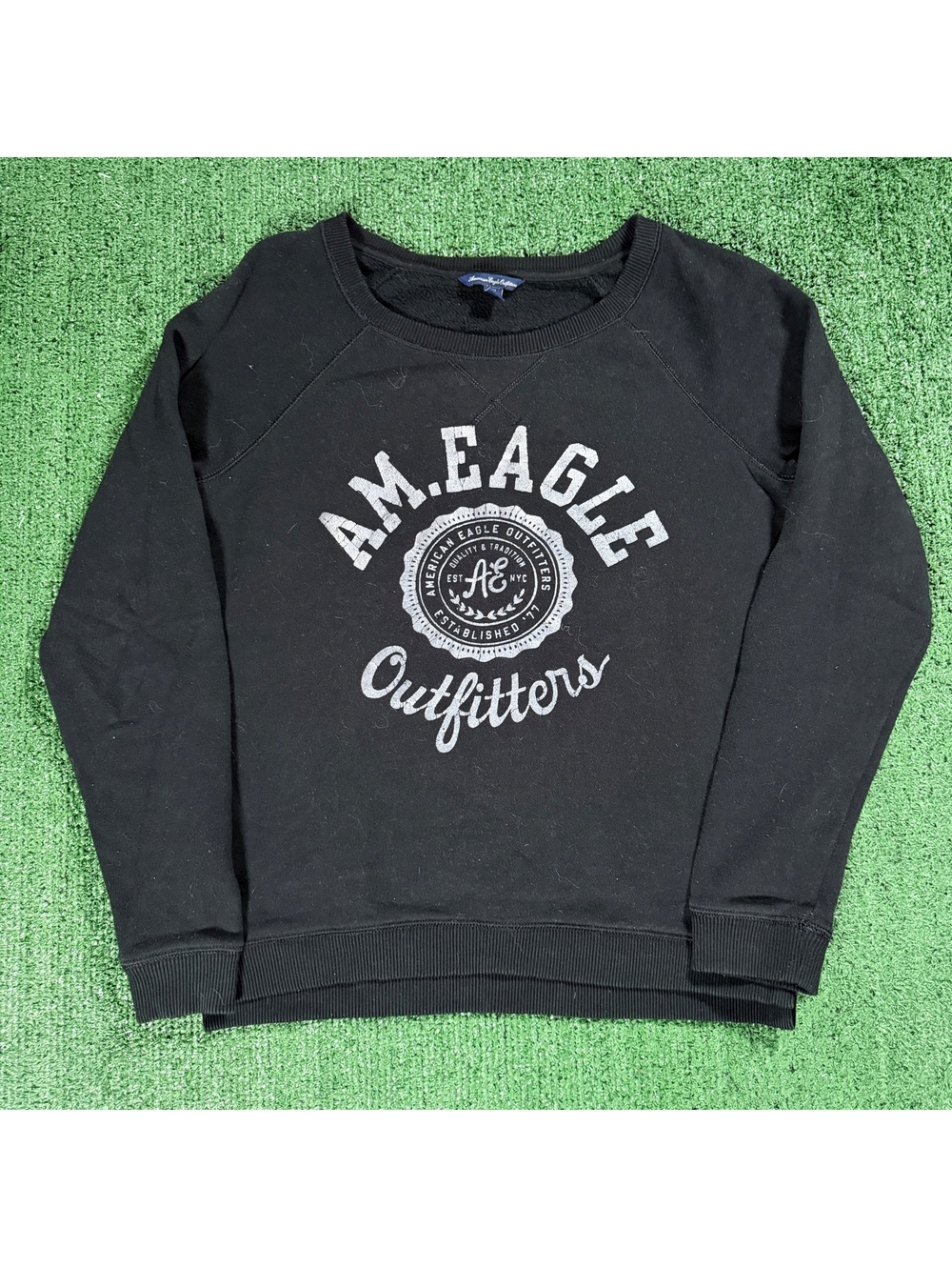 Y2K Womens American Eagle Outfitters Black Crewneck Sweatshirt Medium